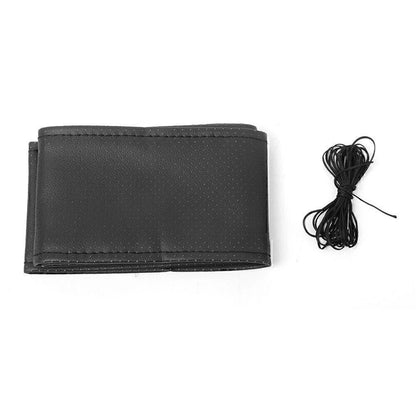 Leather Steering Wheel Cover for Car Truck - Black