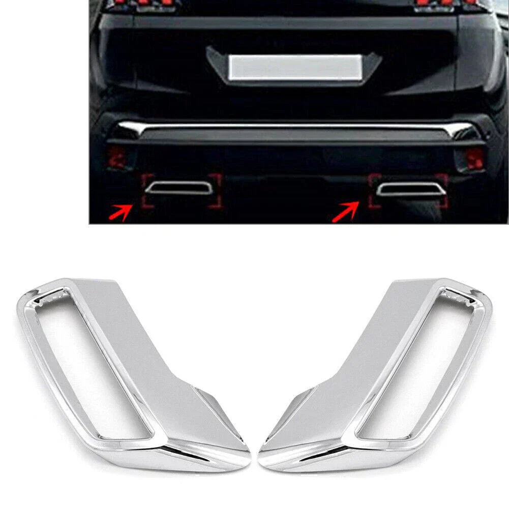 Stainless Steel Exhaust Muffler Tail Pipe Cover for Peugeot 3008 5008 (16-19)