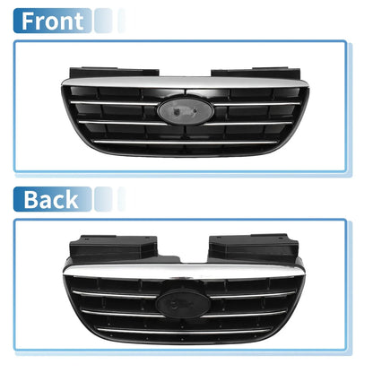 Front Upper Bumper Grille for Hyundai Elantra (2017-2020) Black Chrome Silver Tone