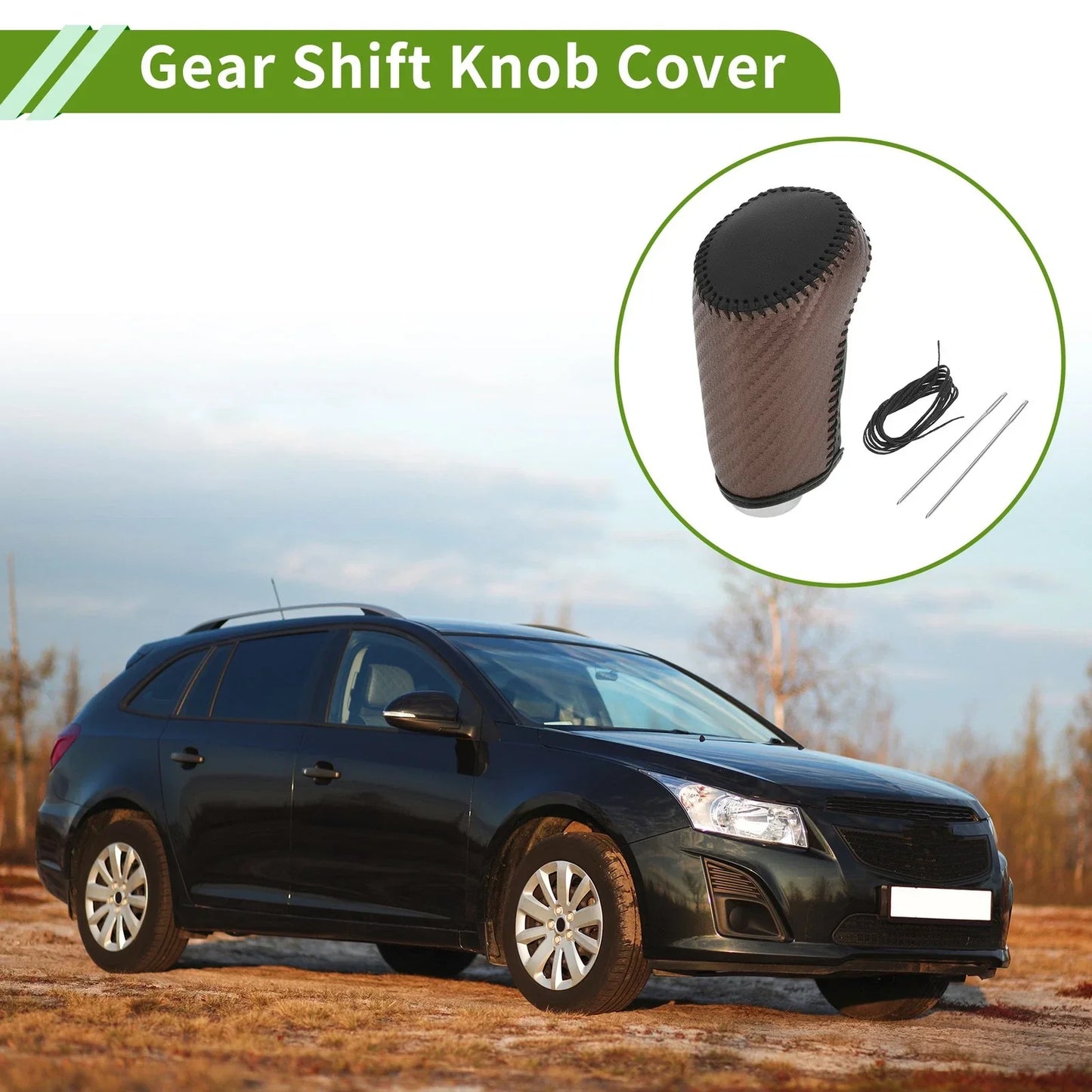 Brown Carbon Fiber Gear Shift Knob Cover for Chevrolet Malibu