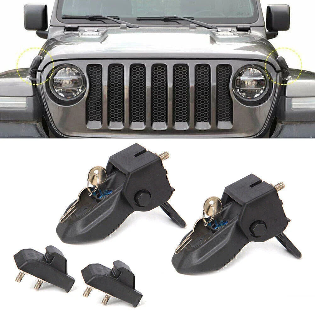 Hood Latch & Anti-Theft Lock Kit w/ Key for Jeep Wrangler JL (2018-2020)