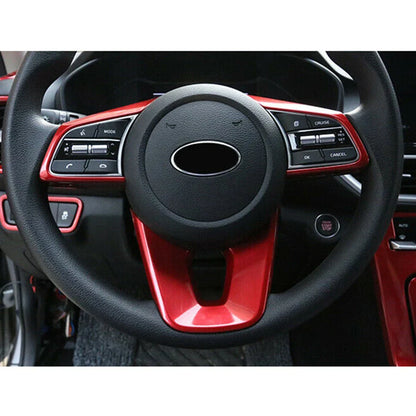 2 x Red Steering Wheel Button Covers for Kia Forte K3 (2019-2022)