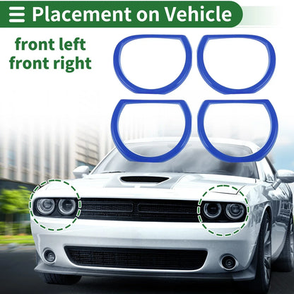 4 x Car Headlight Trim Bezels for Dodge Challenger (2015-2024) ABS Blue