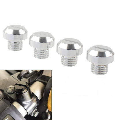 4PCS M10 Motorcycle Mirror Hole Blanking Plugs Screws Caps Silver