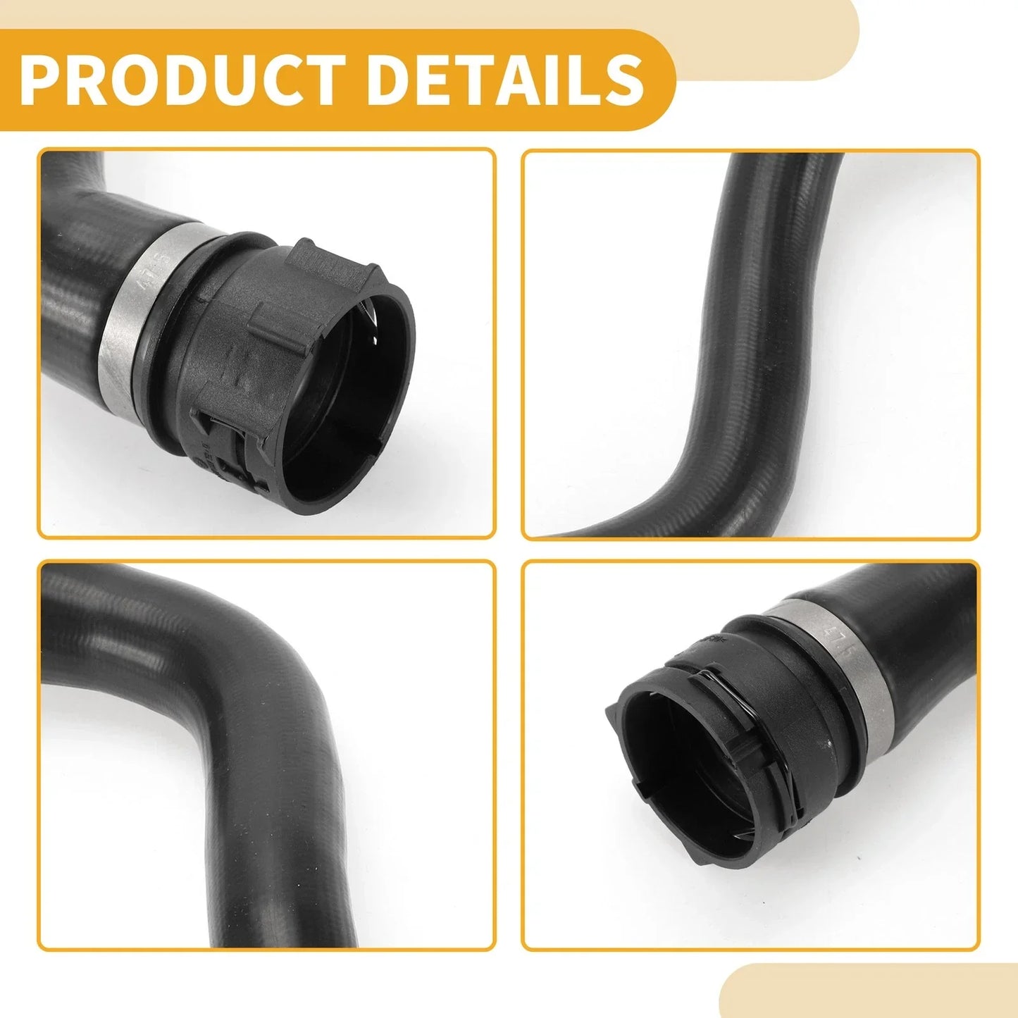 Radiator Hose 2 x for Mercedes-Benz C350e 2.0L (2016-2018) Rubber Black