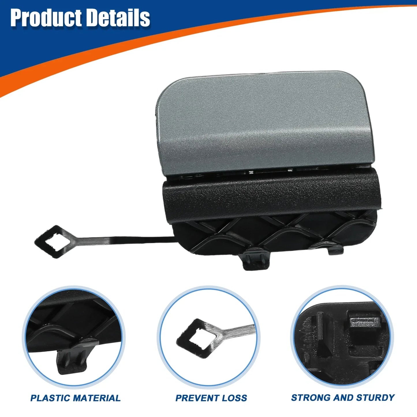 Rear Bumper Tow Hook Cover for Mercedes-Benz W205 (2015-2021) Dark Silver
