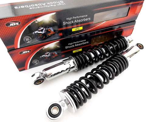 320mm JBS Black/Chrome Rear Shock Absorbers for Kawasaki S3 400SS (1974-1976)