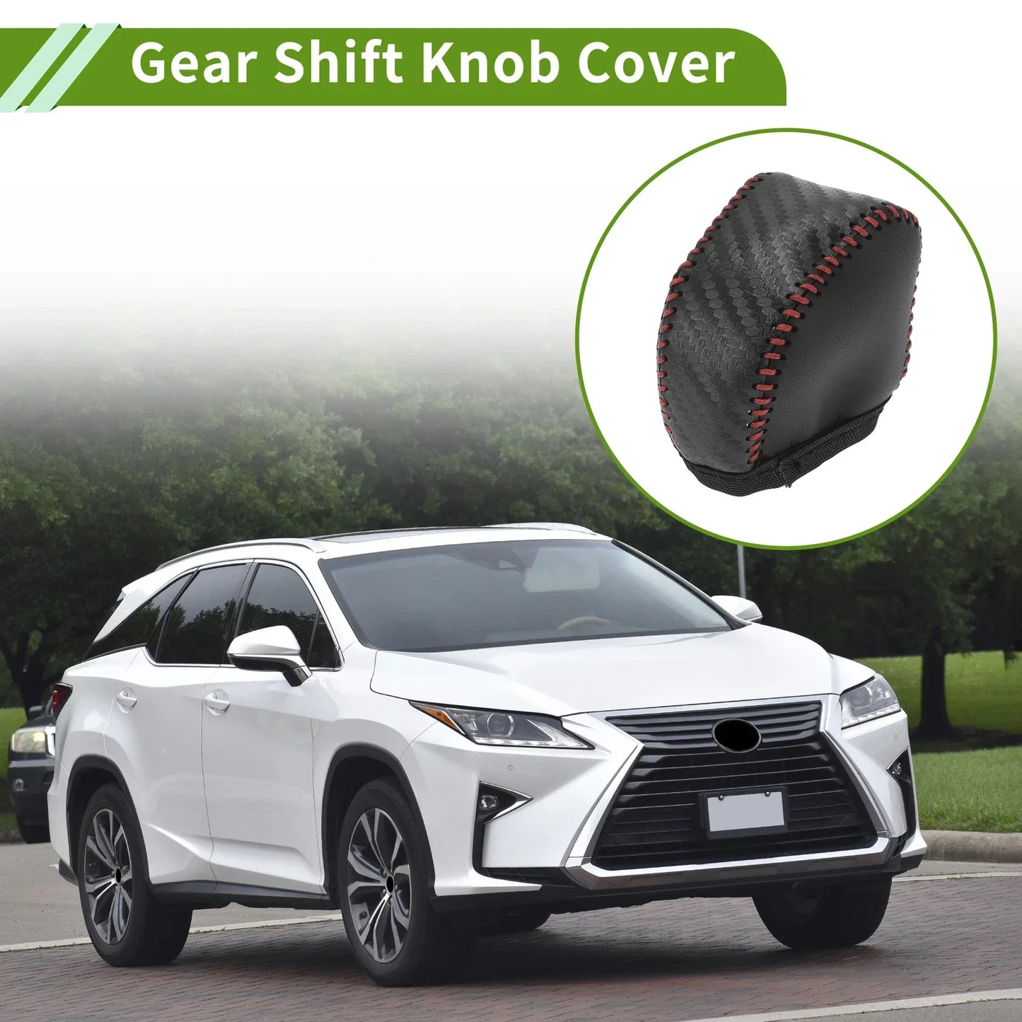 Car Gear Shift Knob Cover for Lexus NX250 2022-2023 Black Carbon Fiber Red
