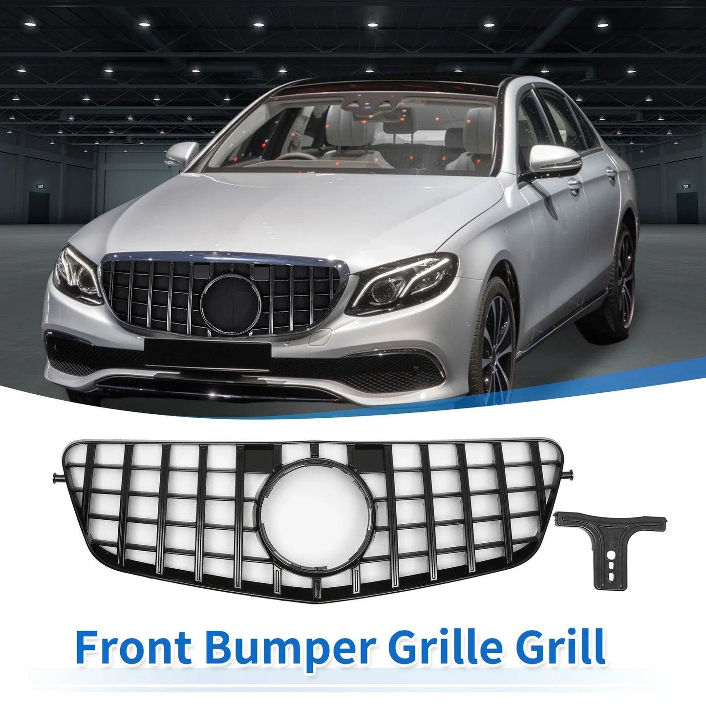 Front Upper Bumper Grille for Mercedes-Benz E300 2009-2013 Black Grills