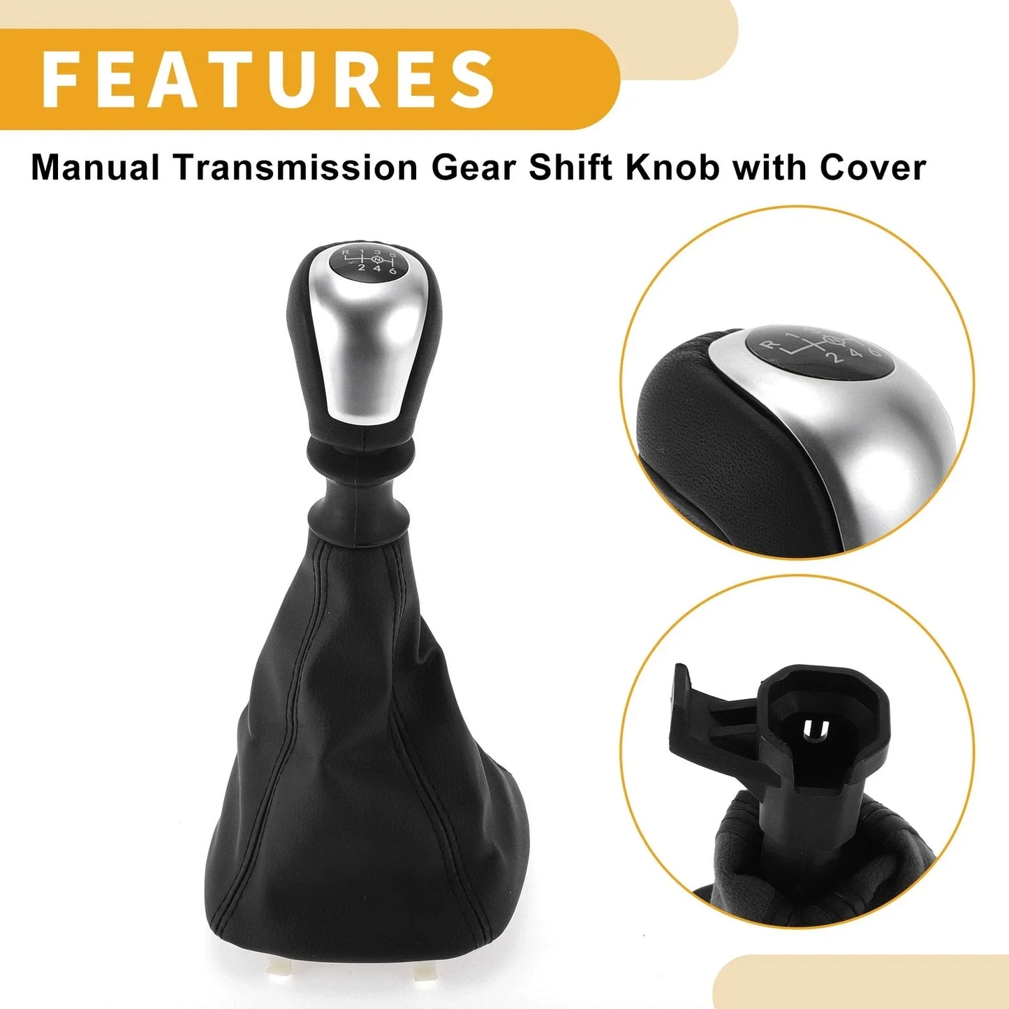 6 Speed Gear Shifter Knob & Cover for Opel Insignia (2008-2015) Faux Leather