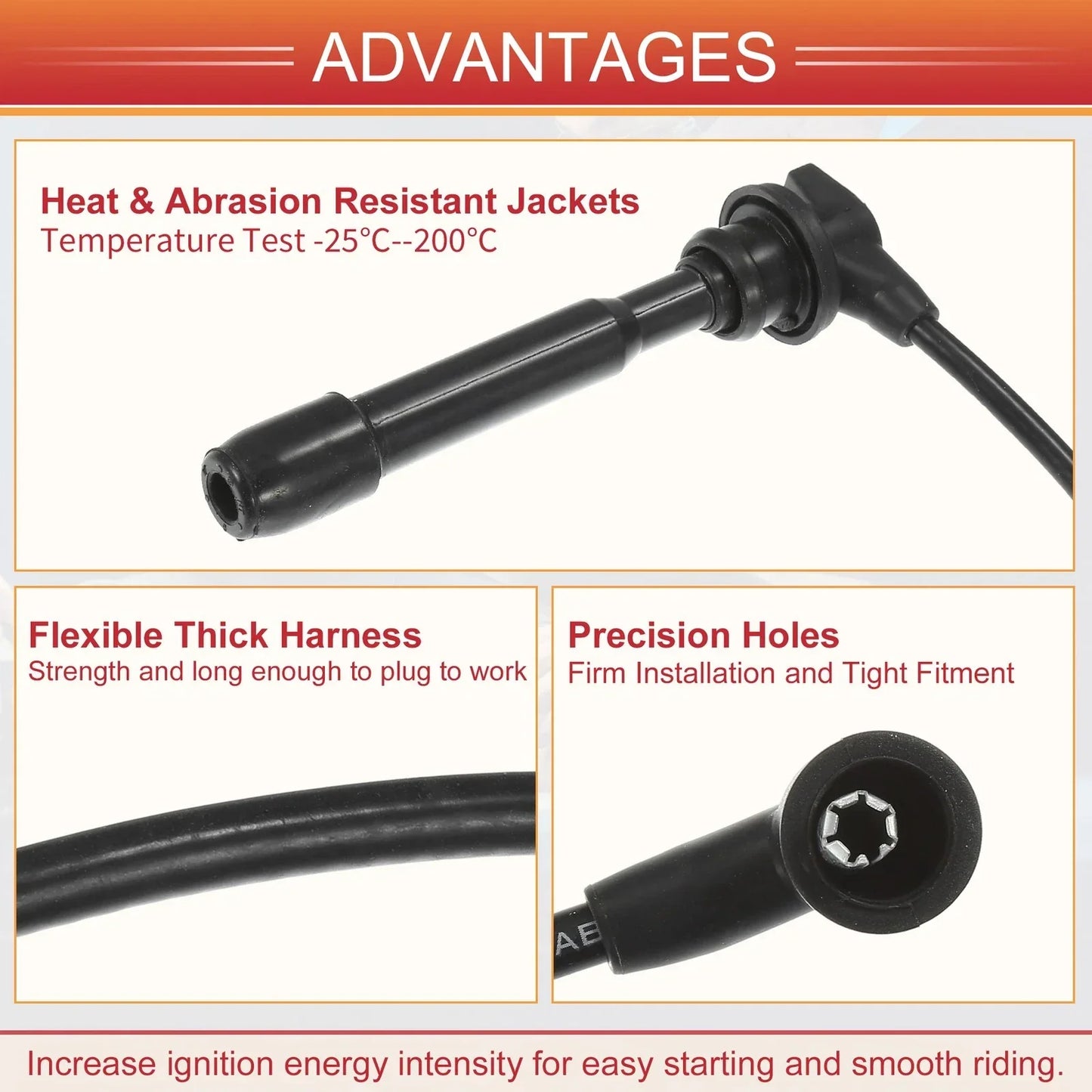 4 x Spark Plug Wire Ignition Coil Cables for Hyundai Elantra (2001-2006)