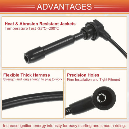 4 x Spark Plug Wire Ignition Coil Cables for Hyundai Elantra (2001-2006)