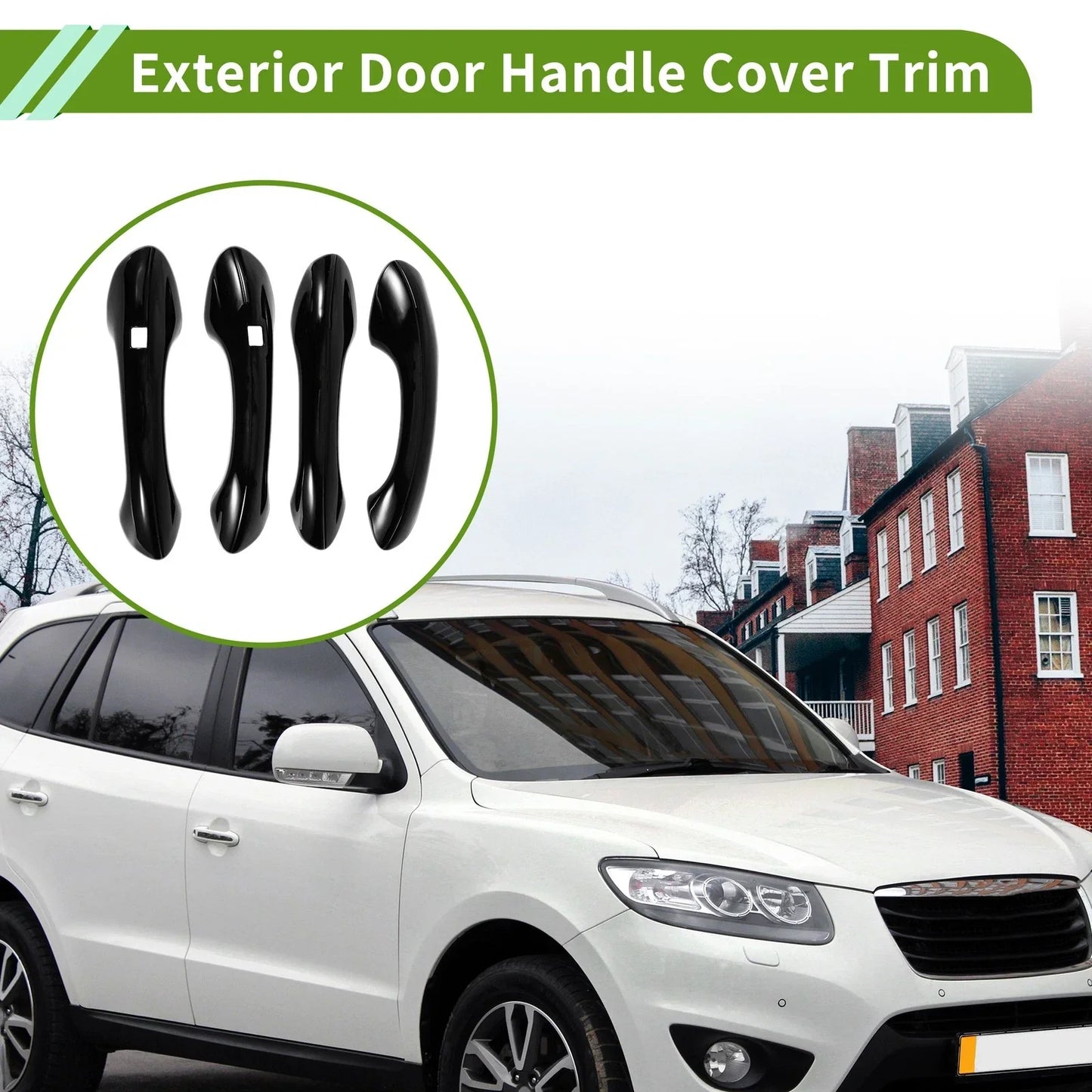 Exterior Door Handle Cover Trim for Hyundai Santa Fe 2019-2023 Gloss Black
