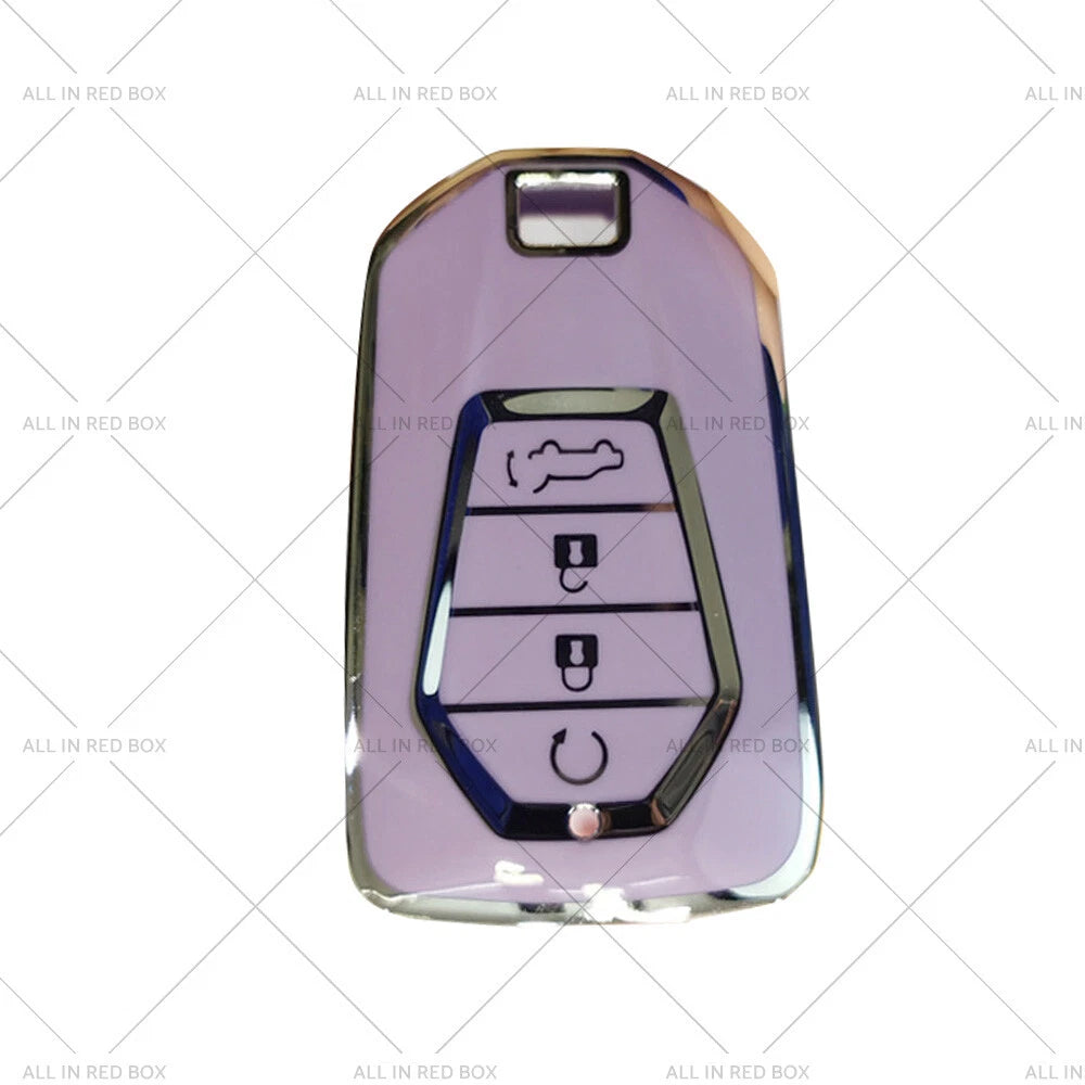 TPU Key Fob Cover for Isuzu D-MAX MU-X MUX 4 Button Purple (2012-2023)
