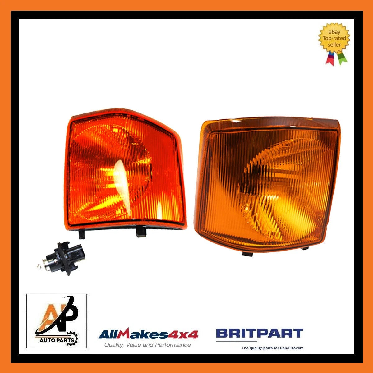 Front Amber Indicator Lamps Pair Lights for Land Rover Discovery 1 (1994–1998)