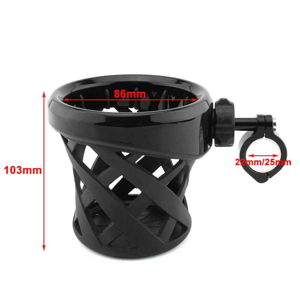 Cup Holder for Round Handlebars 7/8"-1" (22-25mm) Black - Universal Fit