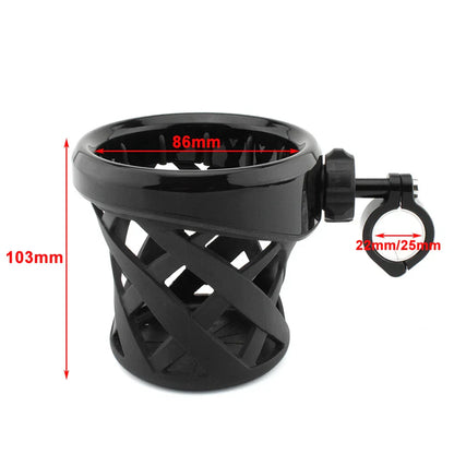 Cup Holder for Round Handlebars 7/8"-1" (22-25mm) Black - Universal Fit