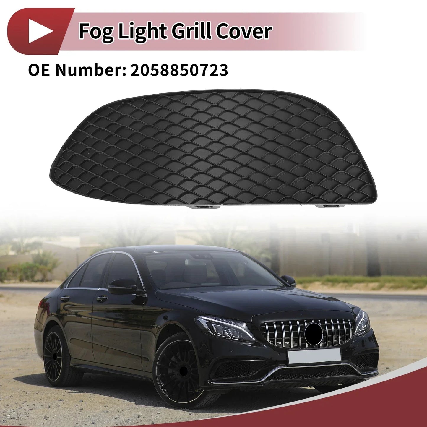 Front Left Fog Light Grill for Mercedes-Benz C300 (2015-2016)