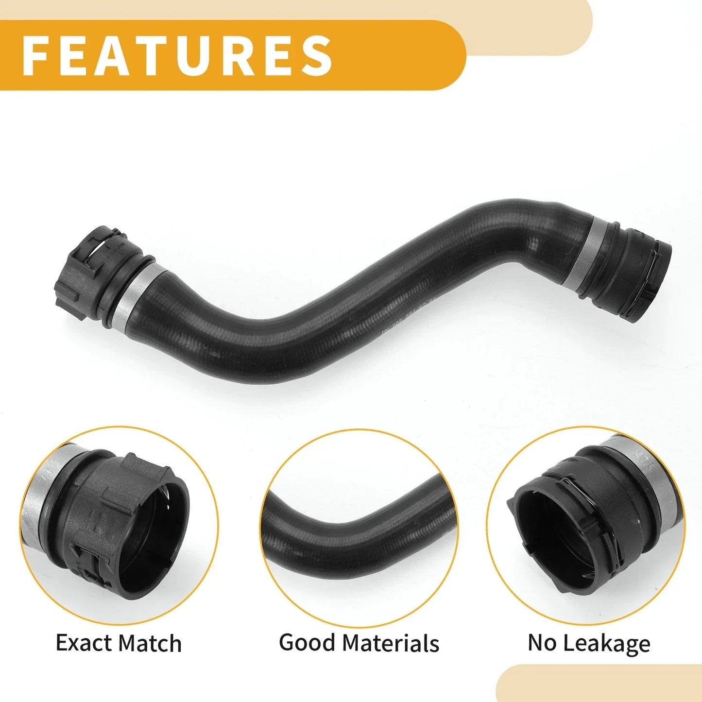 Radiator Hose 2 x for Mercedes-Benz C350e 2.0L (2016-2018) Rubber Black