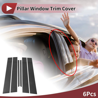6 Pcs Door Pillar Window Trim for Mercedes-Benz C-Class (1994-2000) Black Carbon Fiber