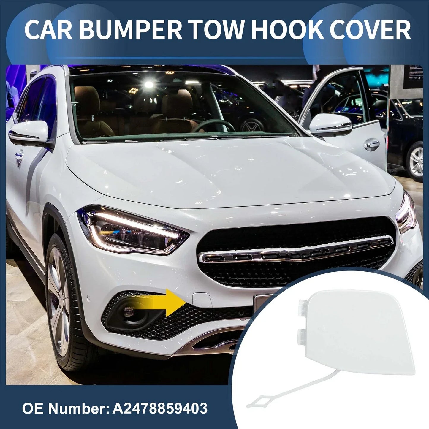 Front Bumper Tow Hook Cover for Mercedes-Benz W247 (2019-2023) White Metallic