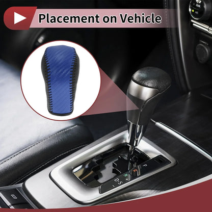 Gear Shift Knob Cover for Hyundai Tucson 2015-2018 Black Blue Faux Leather