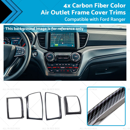 4 x Air Outlet Frame Cover Trim Carbon Fiber for Ford Ranger (2015-2022)