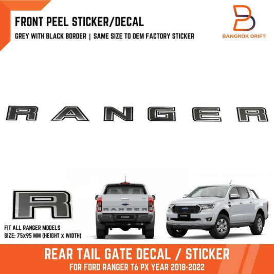 Rear Tailgate Decal Sticker for Ford Ranger T6 PX3 Wildtrak XLT (2018-2022)