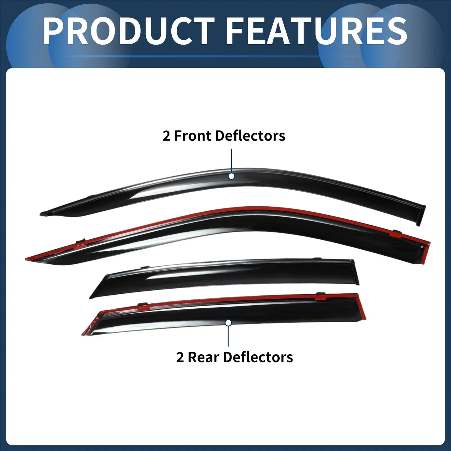 Window Deflectors for Honda Civic Sedan 2022 Side Vent Visors Black 1 Set