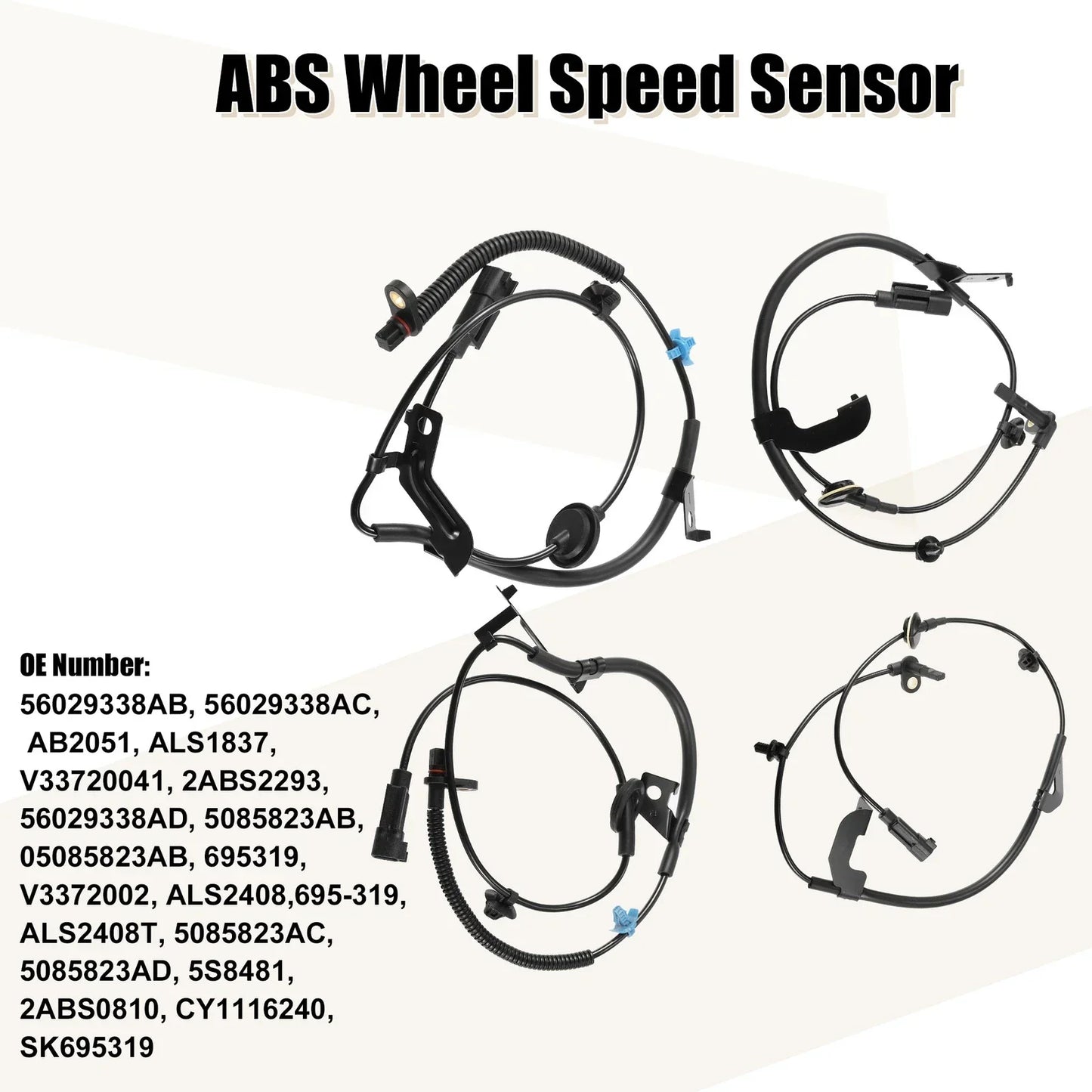 4 x ABS Wheel Speed Sensors for Chrysler 200 (2011-2014)