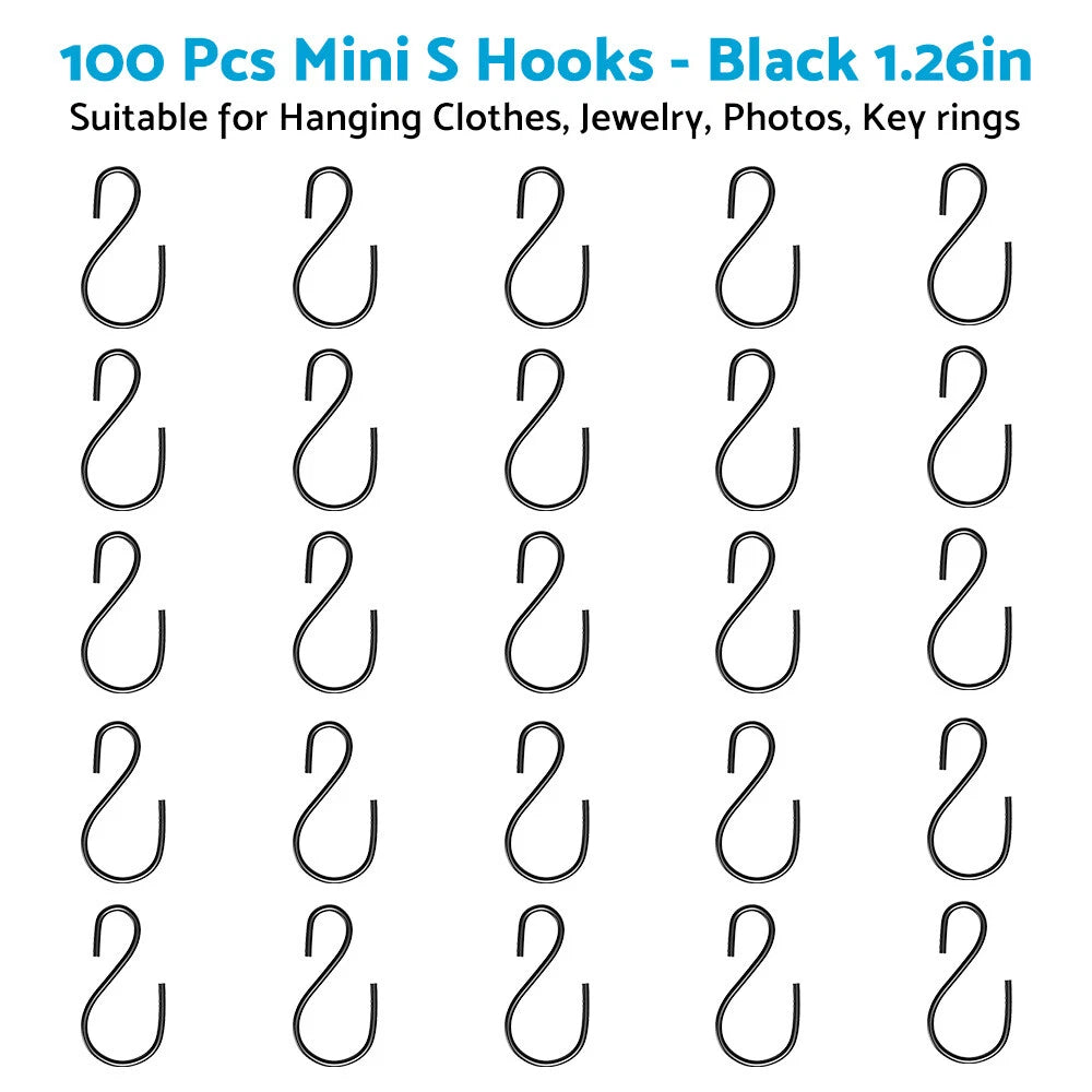 Small Metal S Shaped Hooks for Hanging Plants - Black
