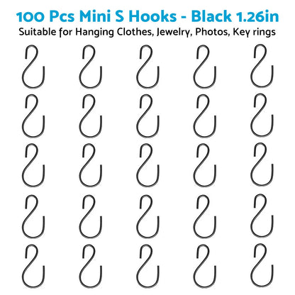 Small Metal S Shaped Hooks for Hanging Plants - Black