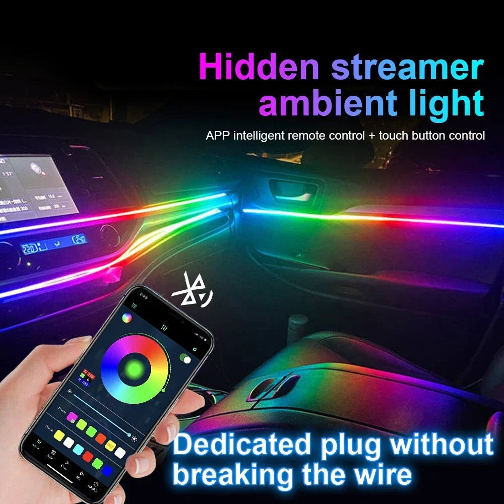 14 In 1 RGB LED Car Symphony Light Remote Acrylic Strip for All Models