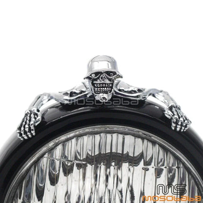 Chrome Skull Headlight Visor for Harley Dyna Bobber