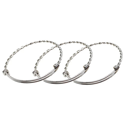 10 x Stainless Steel Adjustable 2.5" Bangle Bracelets for Jewelry Making