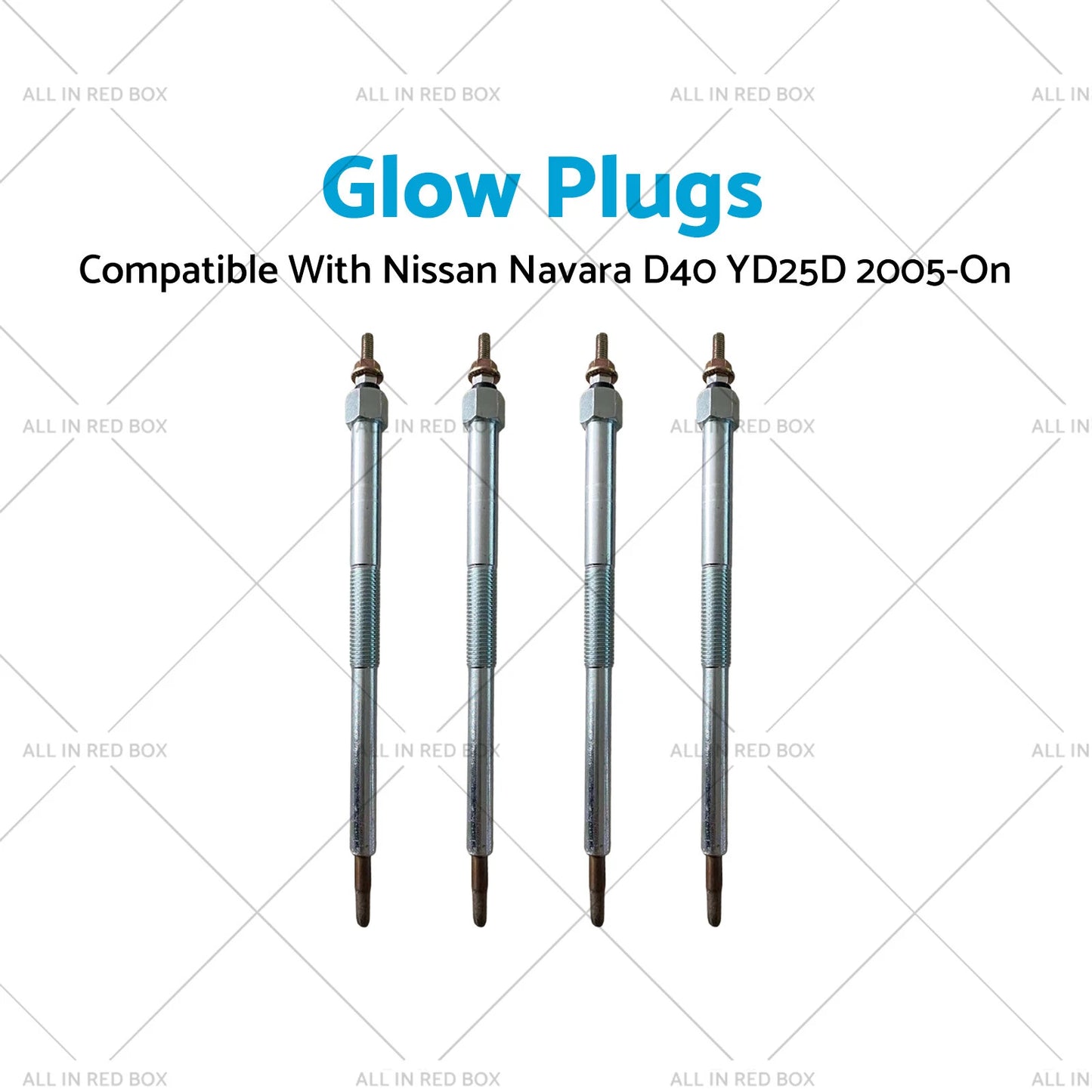 4pcs Glow Plugs for Nissan Navara D22 D40 YD25D R51 X-Trail (2005-On)