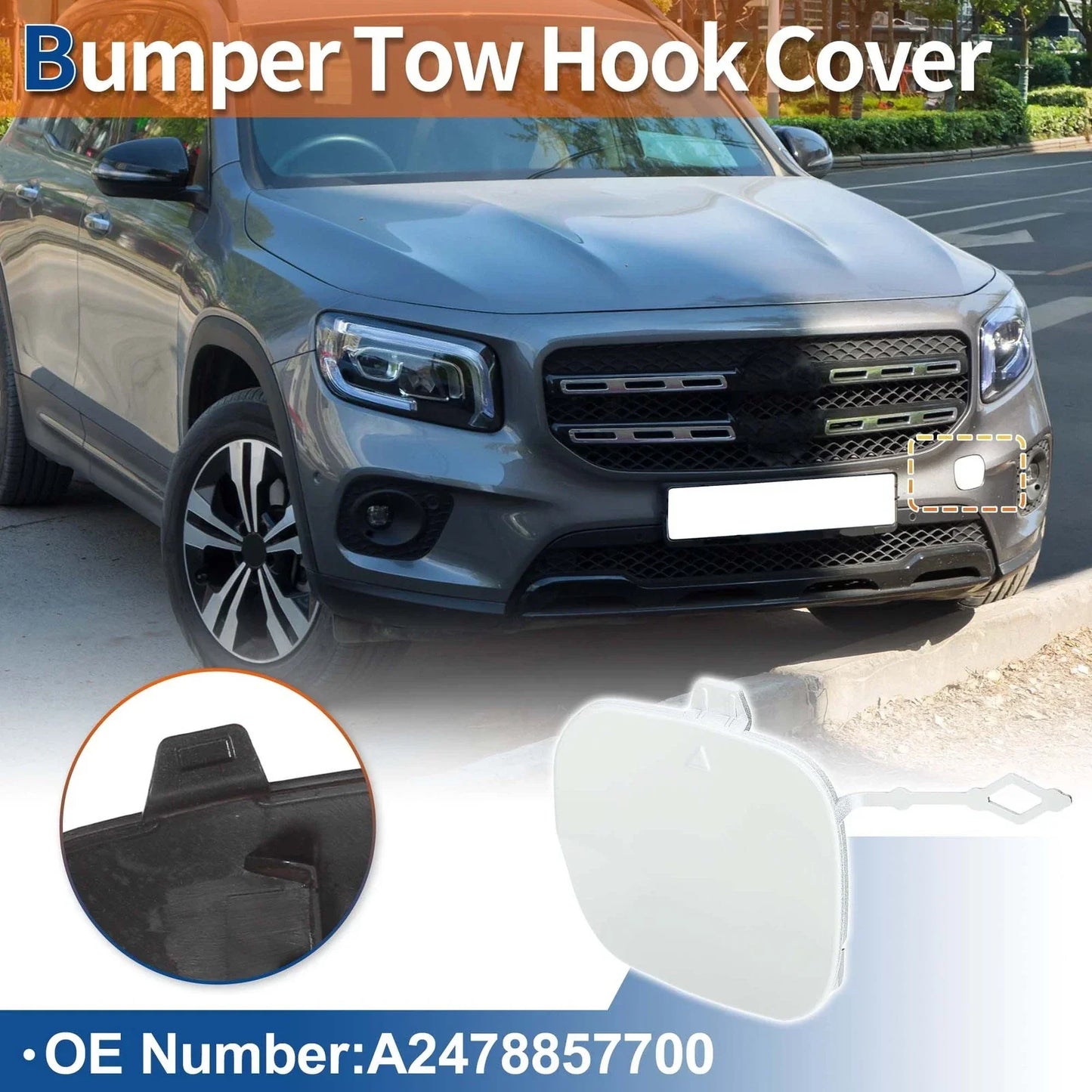 Front Car Bumper Tow Hook Cover for Mercedes GLB X247 W247 (2020-2023)
