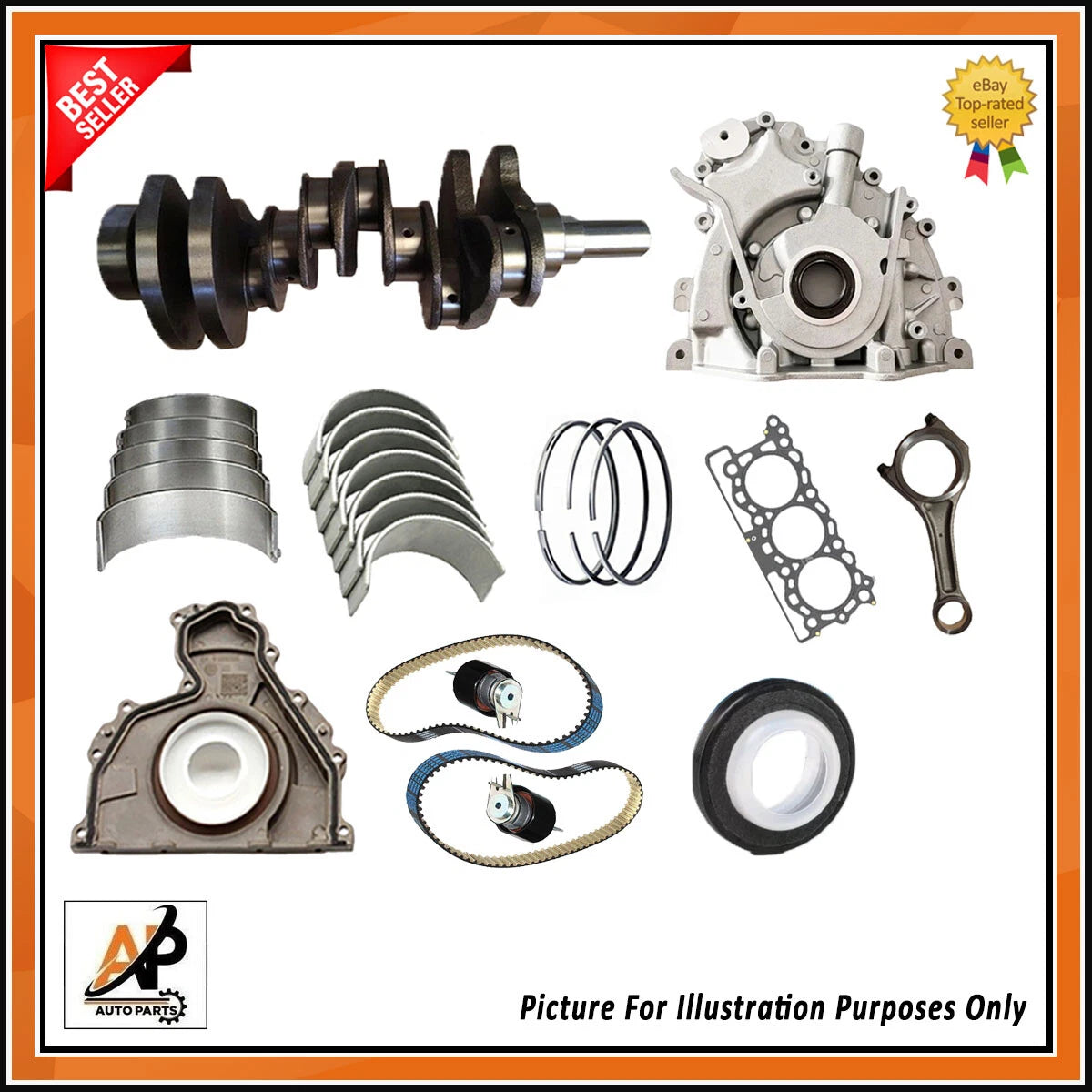 Crankshaft Oil Pump Bearing Set + Seals for Jaguar Land Rover 3.0 D (2010–2020)