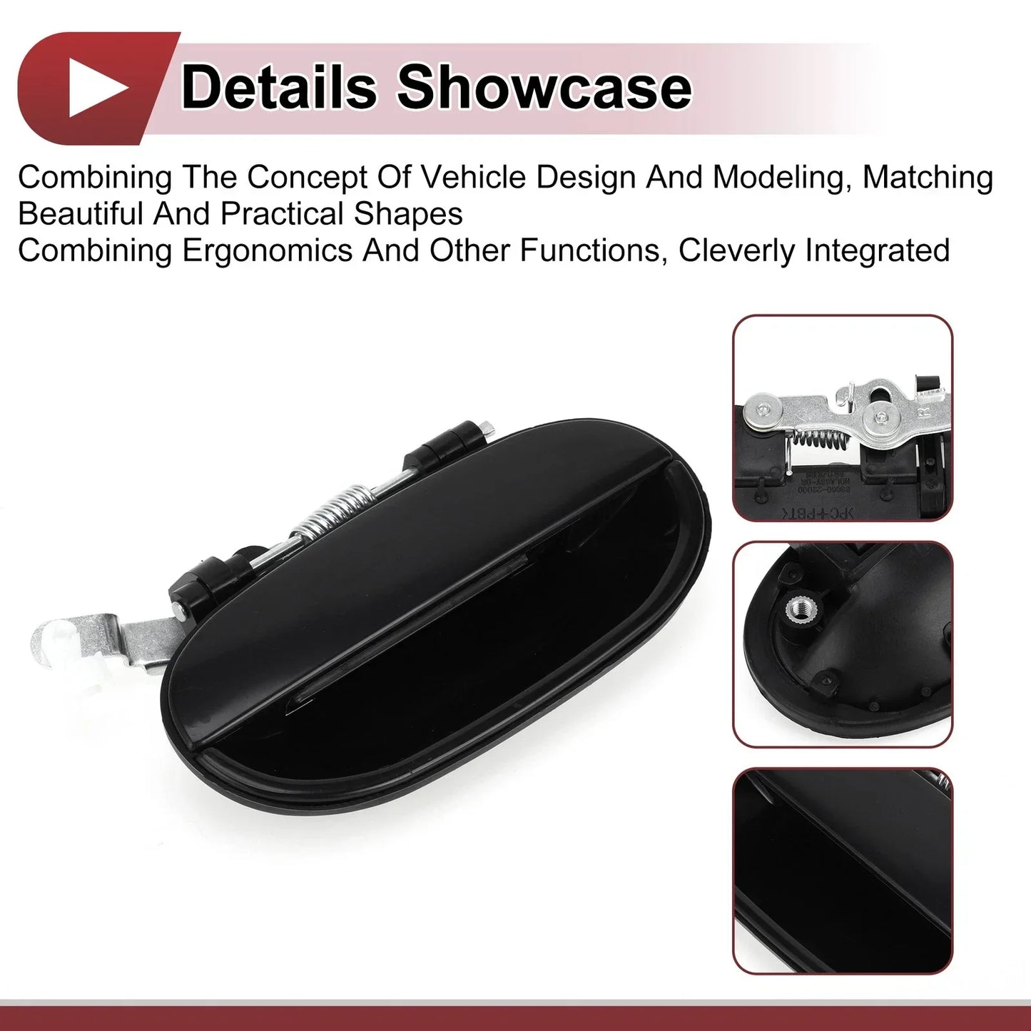 Exterior Door Handle for Hyundai Accent Rear Right Black ABS