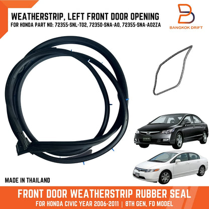 Front Door Weatherstrip Rubber Seal for Honda Civic FD (2006-2011)