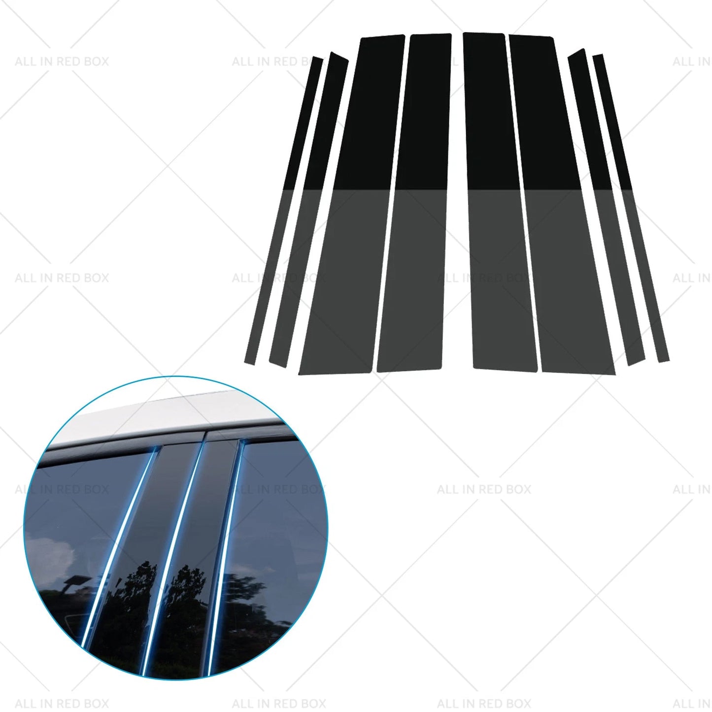 8PCS Black Pillar Post Covers for Honda Civic Sedan (2012-2015)
