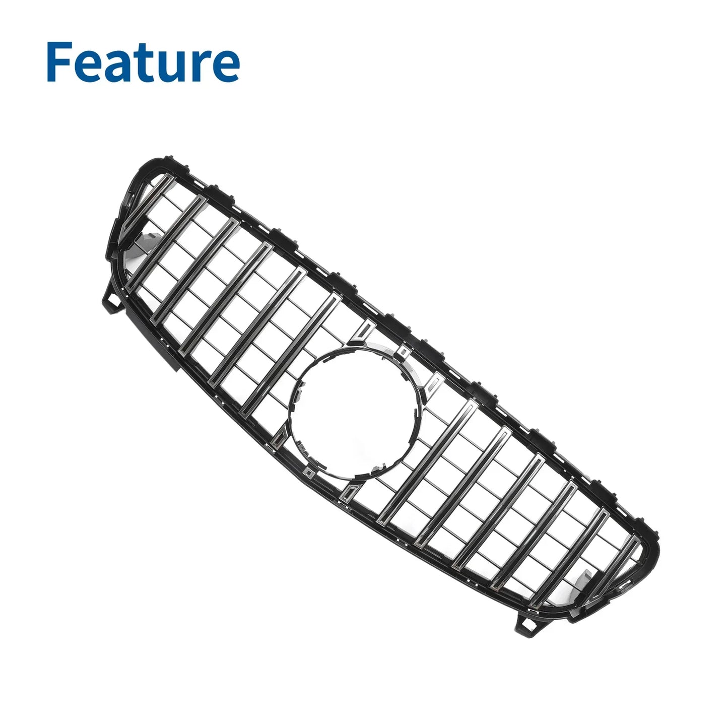 Front Upper Bumper Grille for Mercedes-Benz A-Class Chrome Silver (2013-2020)