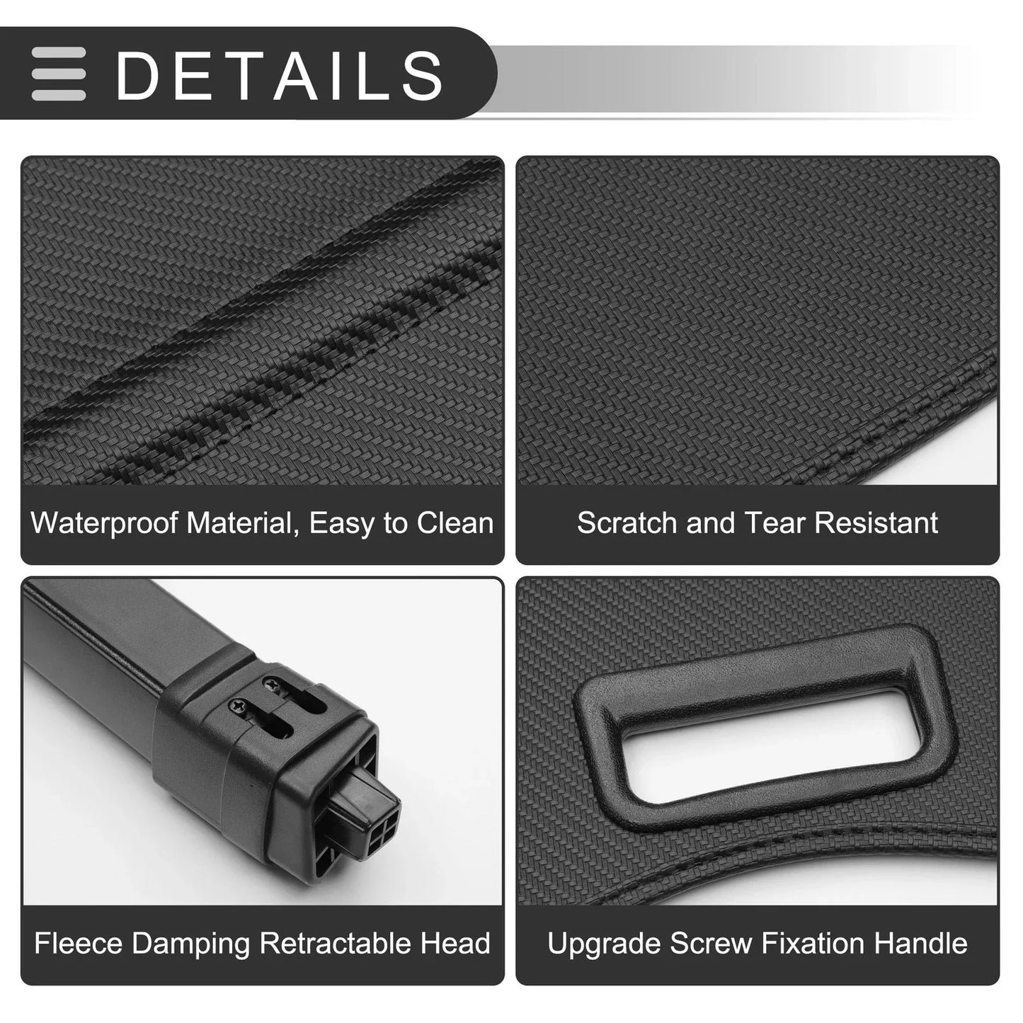 Car Rear Retractable Cargo Cover for Honda Passport (2019-2023) Black Fiber