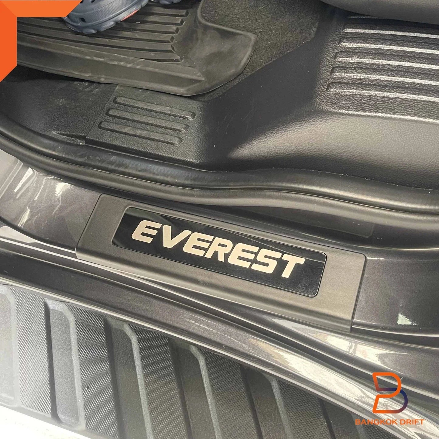 4x Black Door Step Protectors Sill Scuff Plates for Ford Everest (15-22)