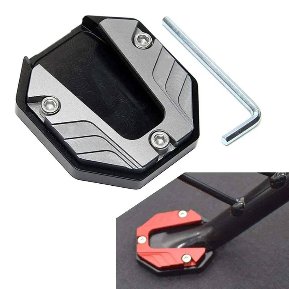 Kickstand Extender Foot Side Stand Pad for Motorcycle - Silver