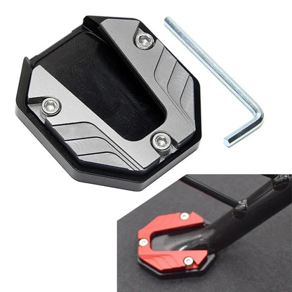 Kickstand Extender Foot Side Stand Pad for Motorcycle - Silver