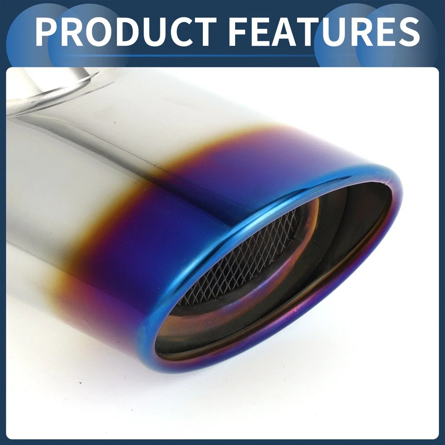 Slant Exhaust Tip 2.3" Inlet for Honda Civic (2016-2019) Burnt Blue