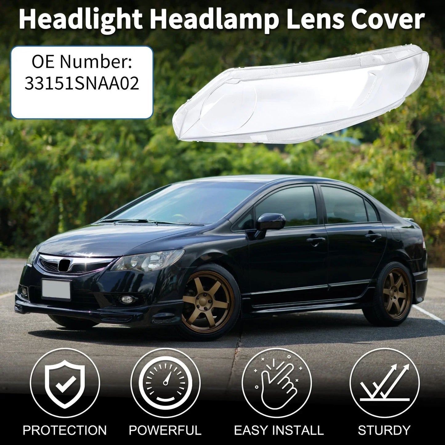 Car Front Left Headlight Lens Cover for Honda Civic (2006-2011)