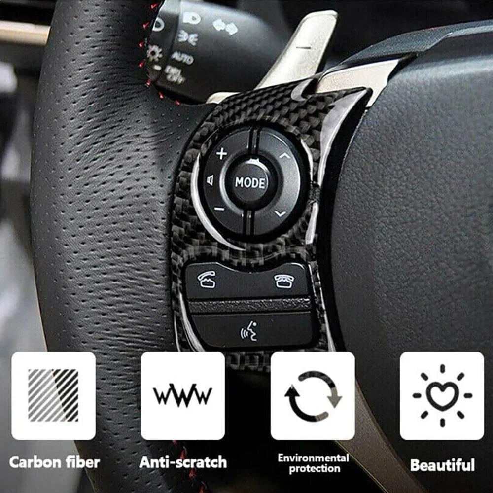 Carbon Fiber Steering Wheel Button Trims for Lexus IS250 IS300 IS350 (2014-2017)
