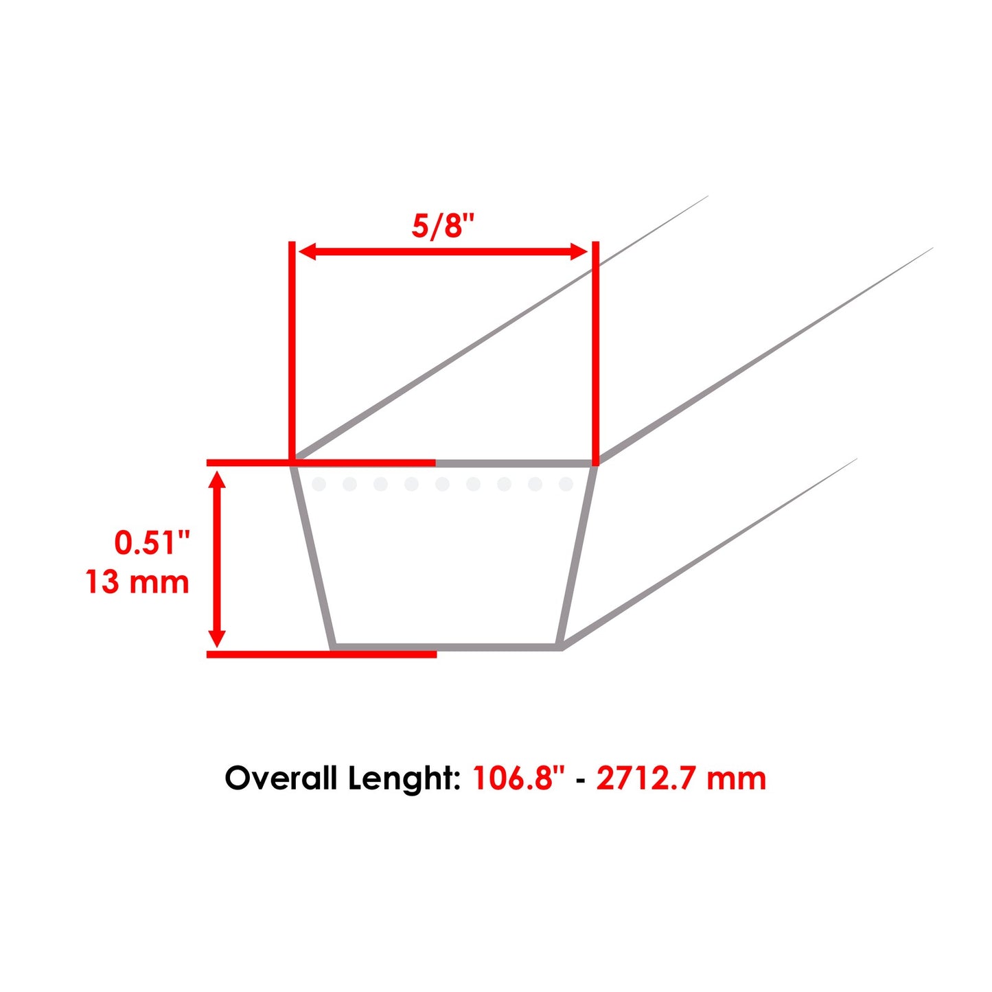Aramid Cutter Deck Belt Replacement for Land Pride 5/8 in x 106 in (2016–2016)